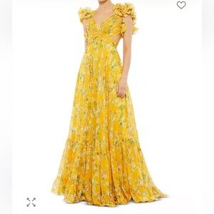Mac Duggal Yellow Floral Dress